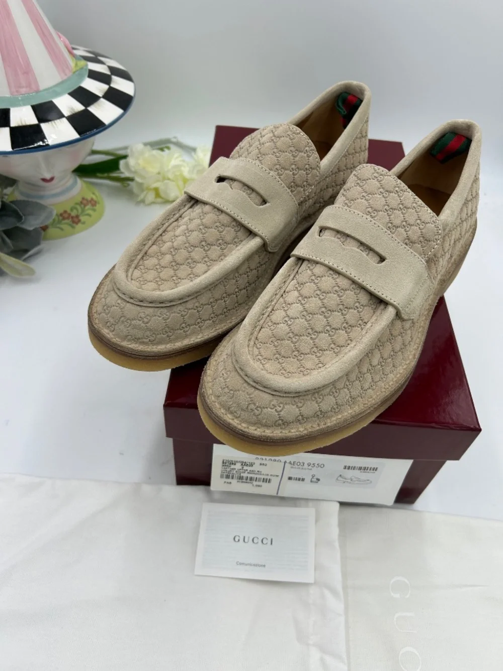 Men’s Gucci Suede Web Loafers. Size 9/fits 9.5 US. Made in Italy.